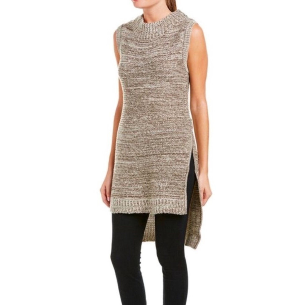 CALIFORNIA MOONRISE Sleeveless Knit Long Tunic Sweater Grey XS